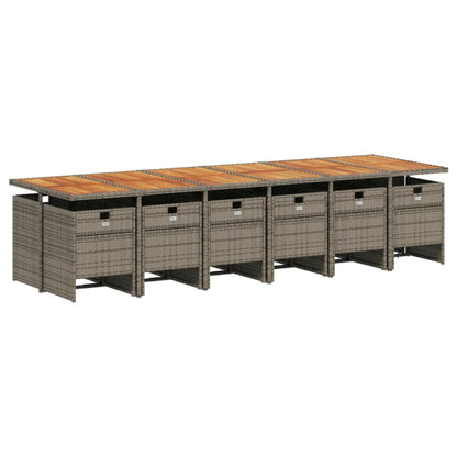 13-delige Tuinset met kussens poly rattan grijs