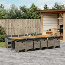 13-delige Tuinset met kussens poly rattan grijs