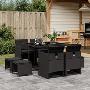 Tuinset 9-delig poly rattan zwart