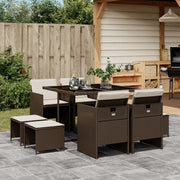 Tuinset 9-delig poly rattan bruin