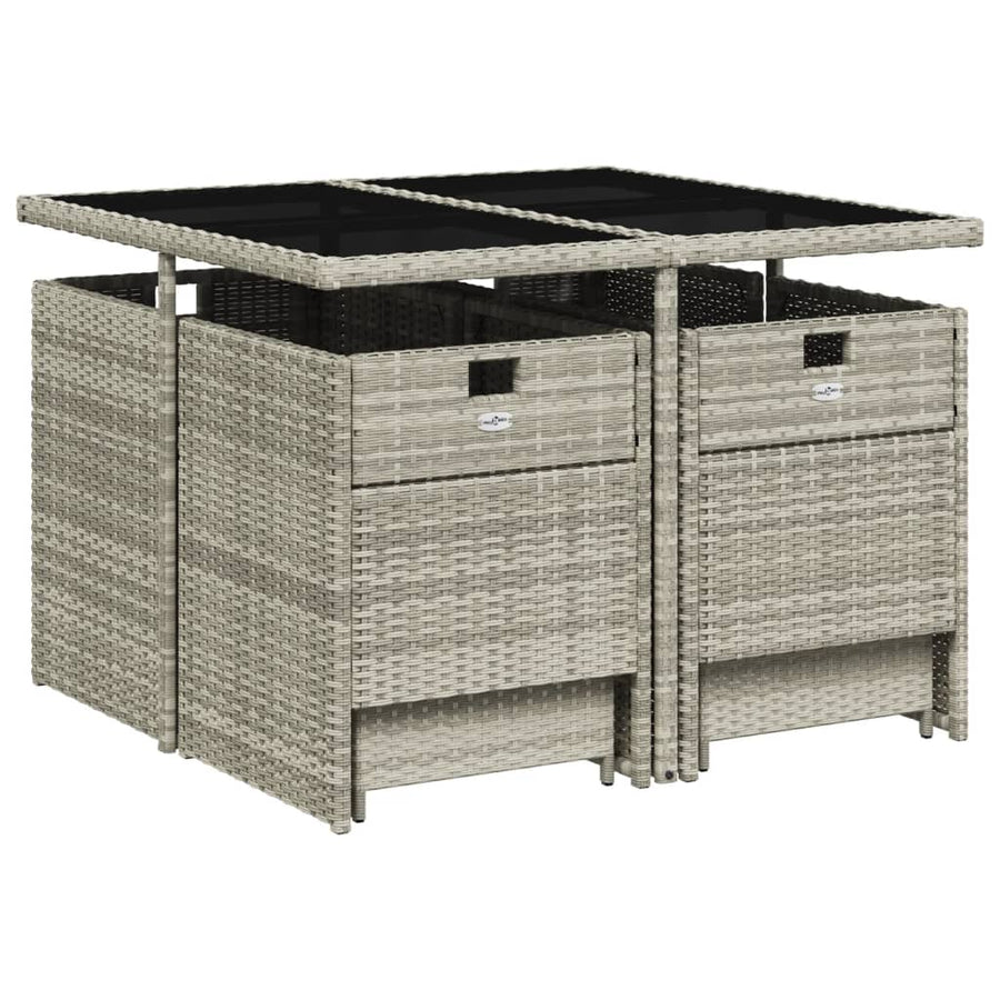-Delige Tuinset Met Kussens Poly Rattan Lichtgrijs Glas 9