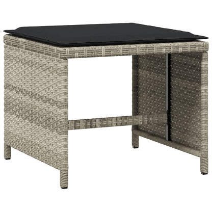 -Delige Tuinset Met Kussens Poly Rattan Lichtgrijs Glas 9
