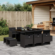 Tuinset 11-delig poly rattan zwart met kussens