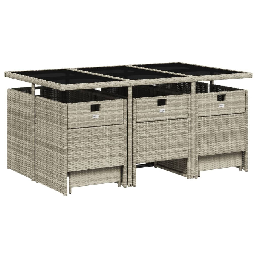 -Delige Tuinset Met Kussens Poly Rattan Lichtgrijs Glas 11