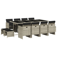 -Delige Tuinset Met Kussens Poly Rattan Lichtgrijs Glas 13