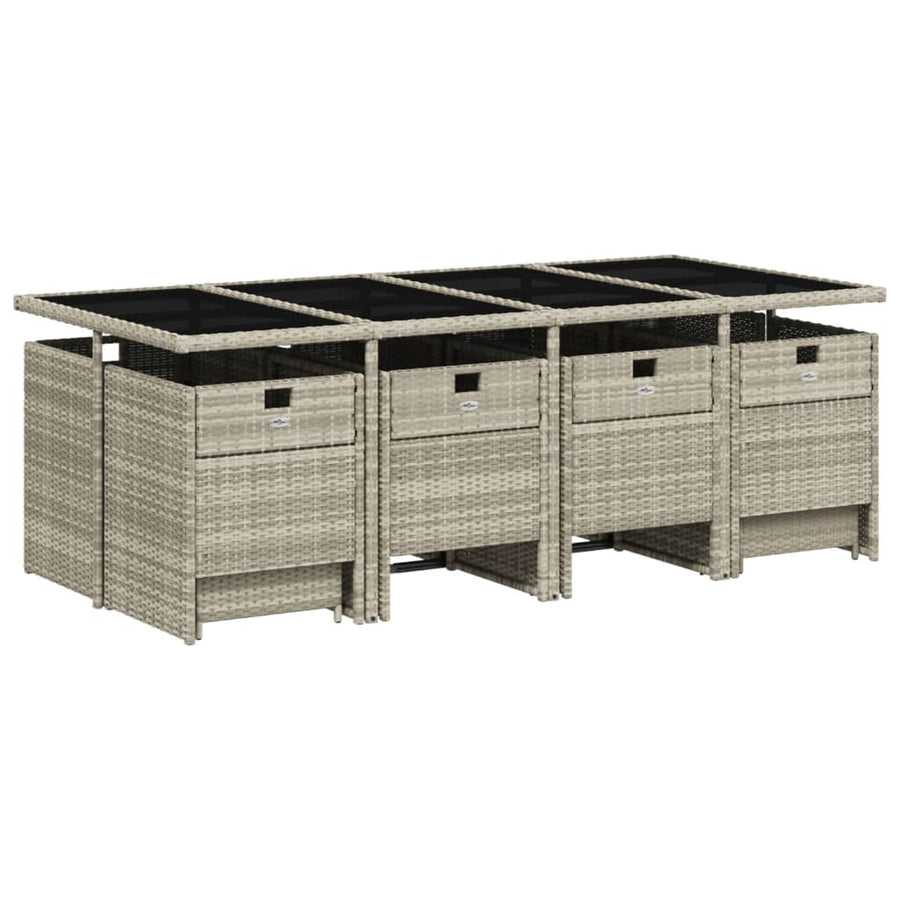 -Delige Tuinset Met Kussens Poly Rattan Lichtgrijs Glas 13