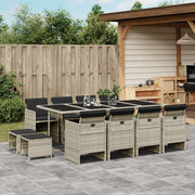 Tuinset 13-delig poly rattan lichtgrijs met kussens