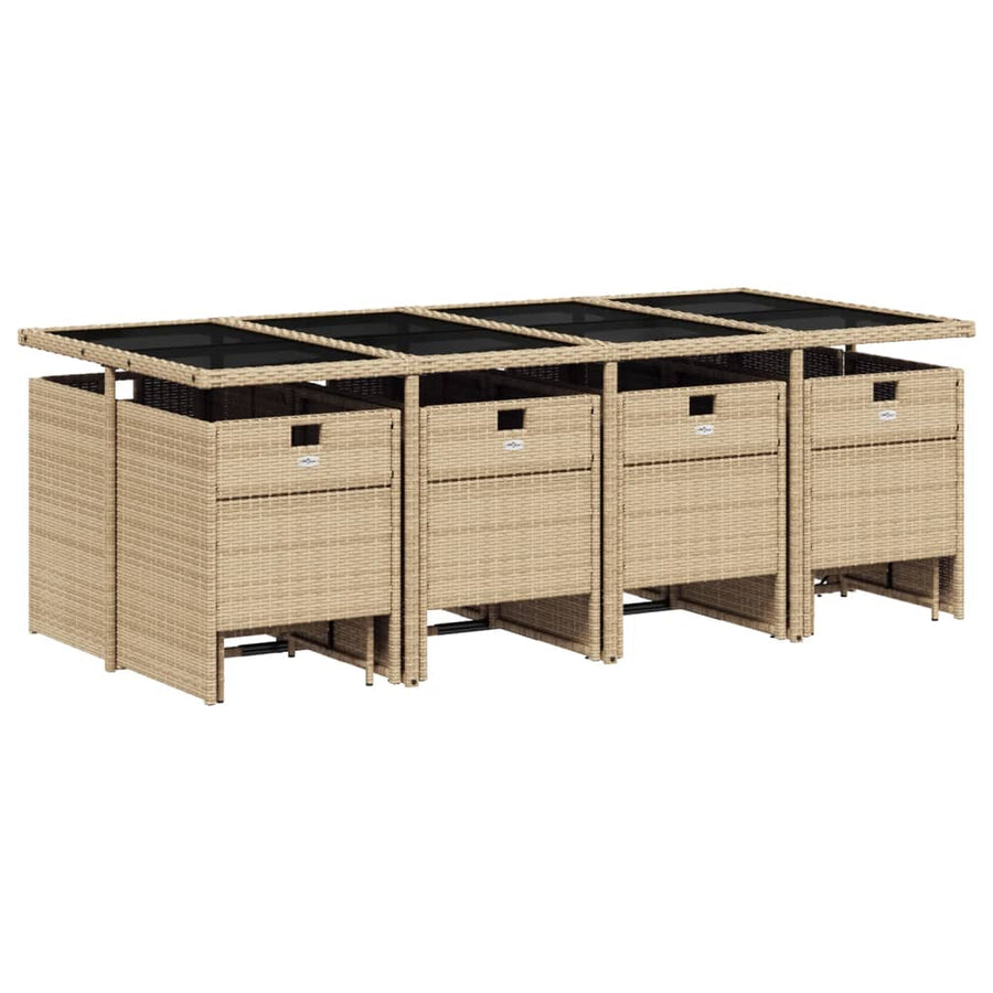 -Delige Tuinset Met Kussens Poly Rattan 13 Gemengd beige Glas