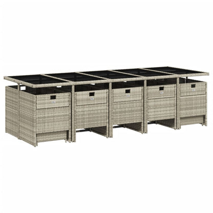 -Delige Tuinset Met Kussens Poly Rattan Lichtgrijs Glas 15