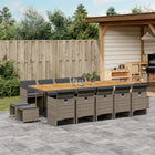 15-Piece Garden Furniture Set with Cushions, Poly Rattan Grey