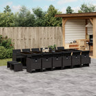 17-piece Garden Set with Cushions Poly Rattan Black