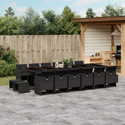 Tuinset 17-delig poly rattan zwart met kussens