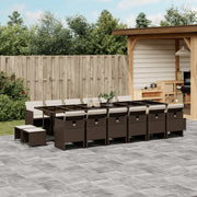 Tuinset poly rattan bruin 17-delig met kussens