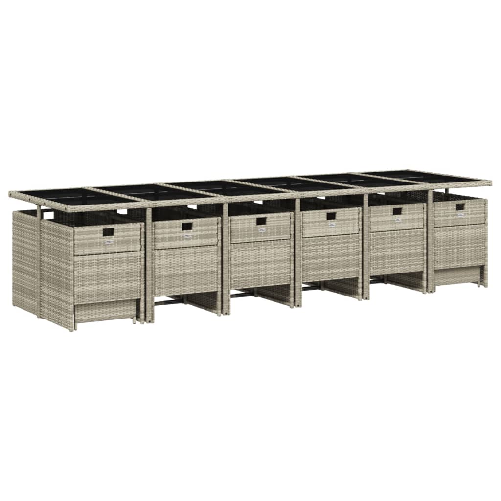 -Delige Tuinset Met Kussens Poly Rattan Lichtgrijs Glas 17