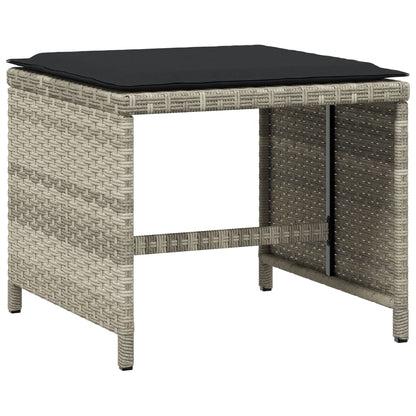 -Delige Tuinset Met Kussens Poly Rattan Lichtgrijs Glas 17