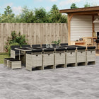 17-Piece Garden Lounge Set with Cushions Poly Rattan Light Grey
