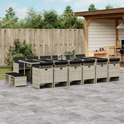 Tuinset 17-delig poly rattan lichtgrijs