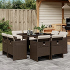 Tuinset 9-delig poly rattan bruin met kussens