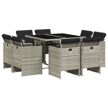 -Delige Tuinset Met Kussens Poly Rattan Lichtgrijs Glas 9