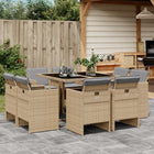 9-Delige Tuinset Met Kussens Poly Rattan Gemengd Beige