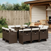 Tuinset 11-delig poly rattan bruin met kussens