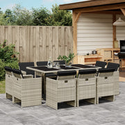 Tuinset 11-delig poly rattan lichtgrijs