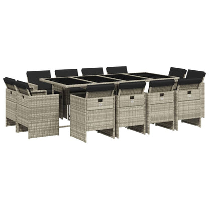 -Delige Tuinset Met Kussens Poly Rattan Lichtgrijs Glas 13