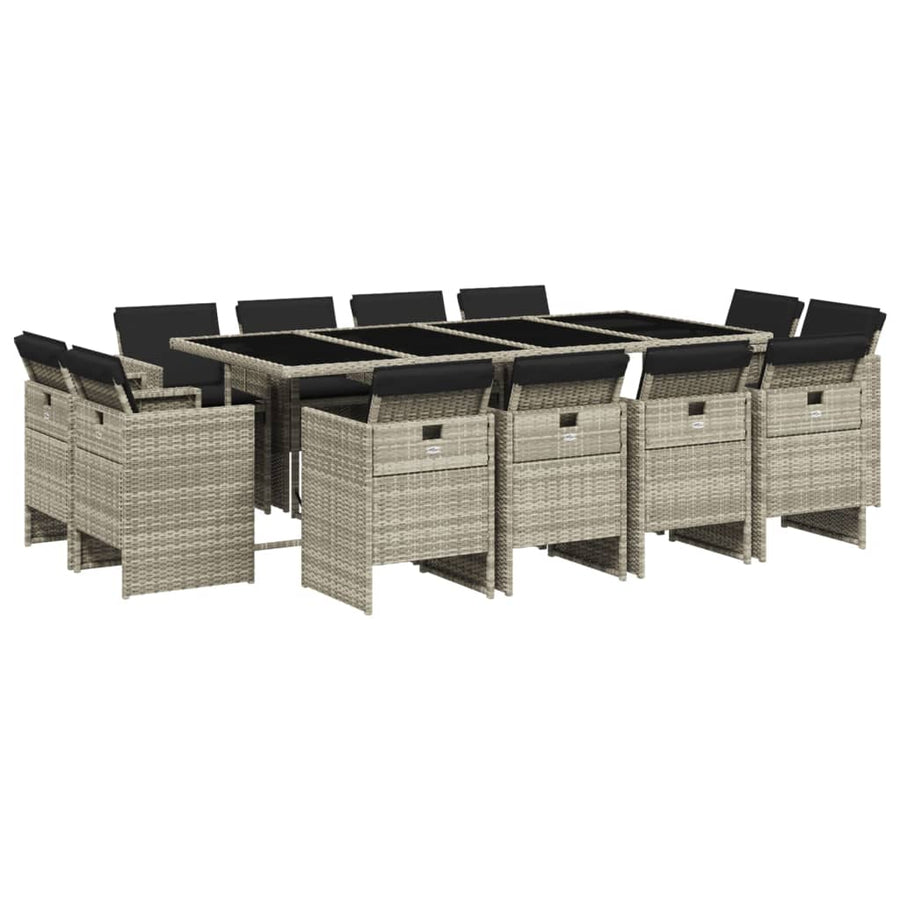 -Delige Tuinset Met Kussens Poly Rattan Lichtgrijs Glas 13