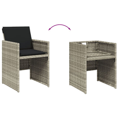 -Delige Tuinset Met Kussens Poly Rattan Lichtgrijs Glas 13