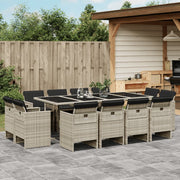 Tuinset 13-delig poly rattan lichtgrijs met kussens