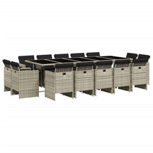 -Delige Tuinset Met Kussens Poly Rattan Lichtgrijs Glas 15