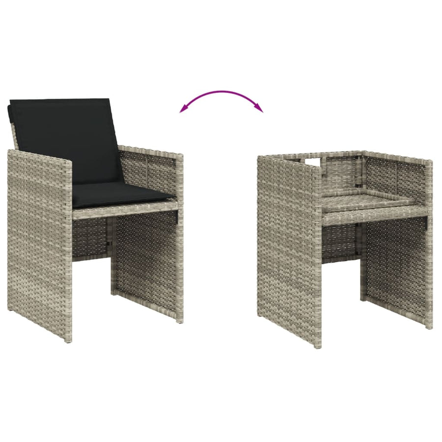 -Delige Tuinset Met Kussens Poly Rattan Lichtgrijs Glas 15