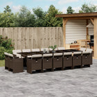 Tuinset 17-delig poly rattan bruin
