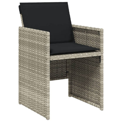 -Delige Tuinset Met Kussens Poly Rattan Lichtgrijs Glas 17