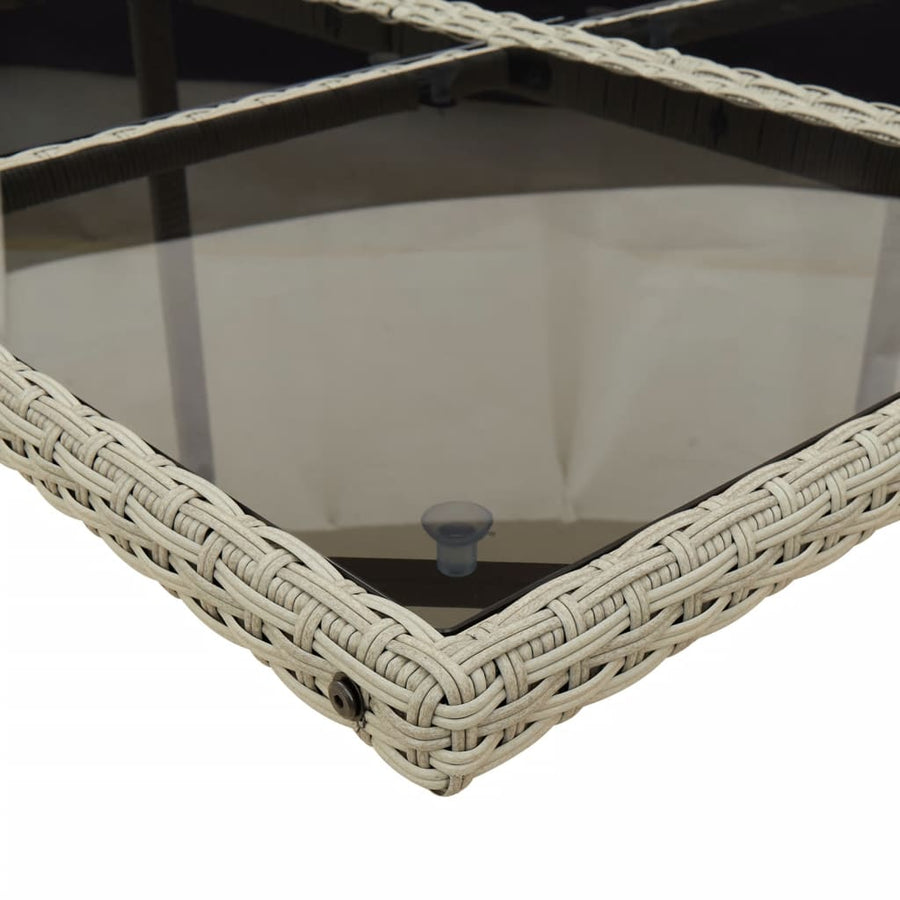 -Delige Tuinset Met Kussens Poly Rattan Lichtgrijs Glas 17