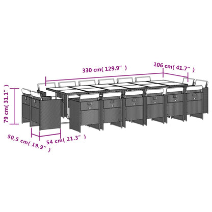 17-Delige Tuinset Met Kussens Poly Rattan Gemengd Beige