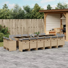 17-piece Garden Dining Set with Cushions Poly Rattan Mixed Beige