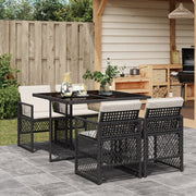 Tuinset poly rattan 5-delig zwart
