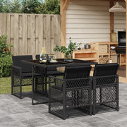 Tuinset poly rattan 5-delig zwart met kussens
