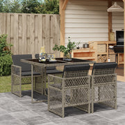 Tuinset 5-delig poly rattan grijs met kussens