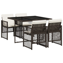 5-delige Tuinset met kussens poly rattan bruin