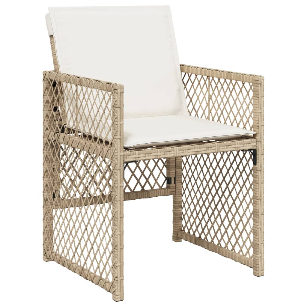5-delige Tuinset met kussens poly rattan beige