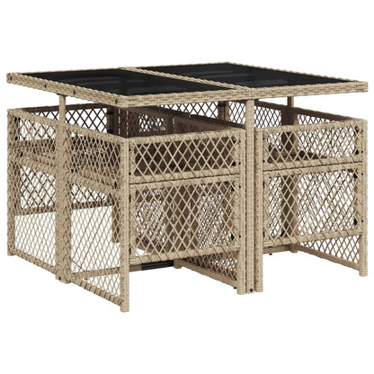 5-delige Tuinset met kussens poly rattan beige