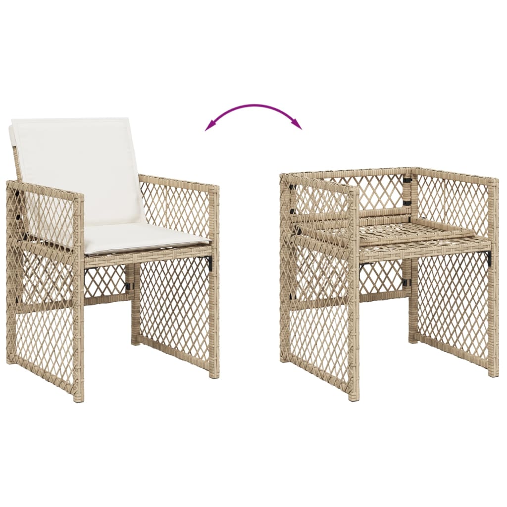 5-delige Tuinset met kussens poly rattan beige