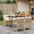 5-delige Tuinset met kussens poly rattan beige