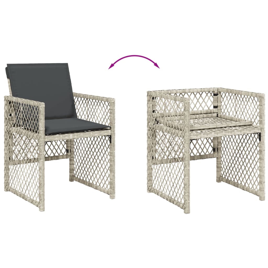5-delige Tuinset met kussens poly rattan lichtgrijs