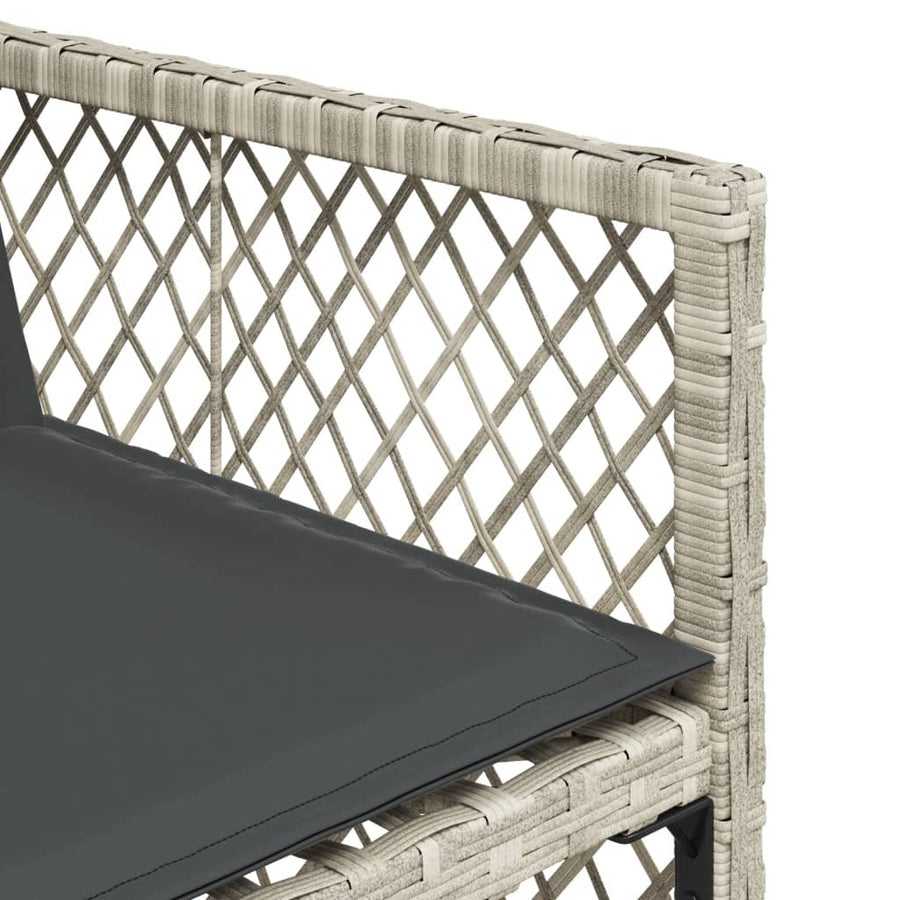 5-delige Tuinset met kussens poly rattan lichtgrijs