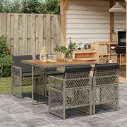 Tuinset 5-delig poly rattan grijs met kussens