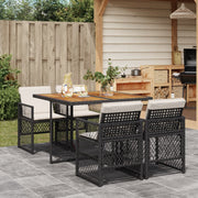 Tuinset 5-delig poly rattan zwart acaciahout