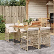 Tuinset 5-delig poly rattan beige met kussens